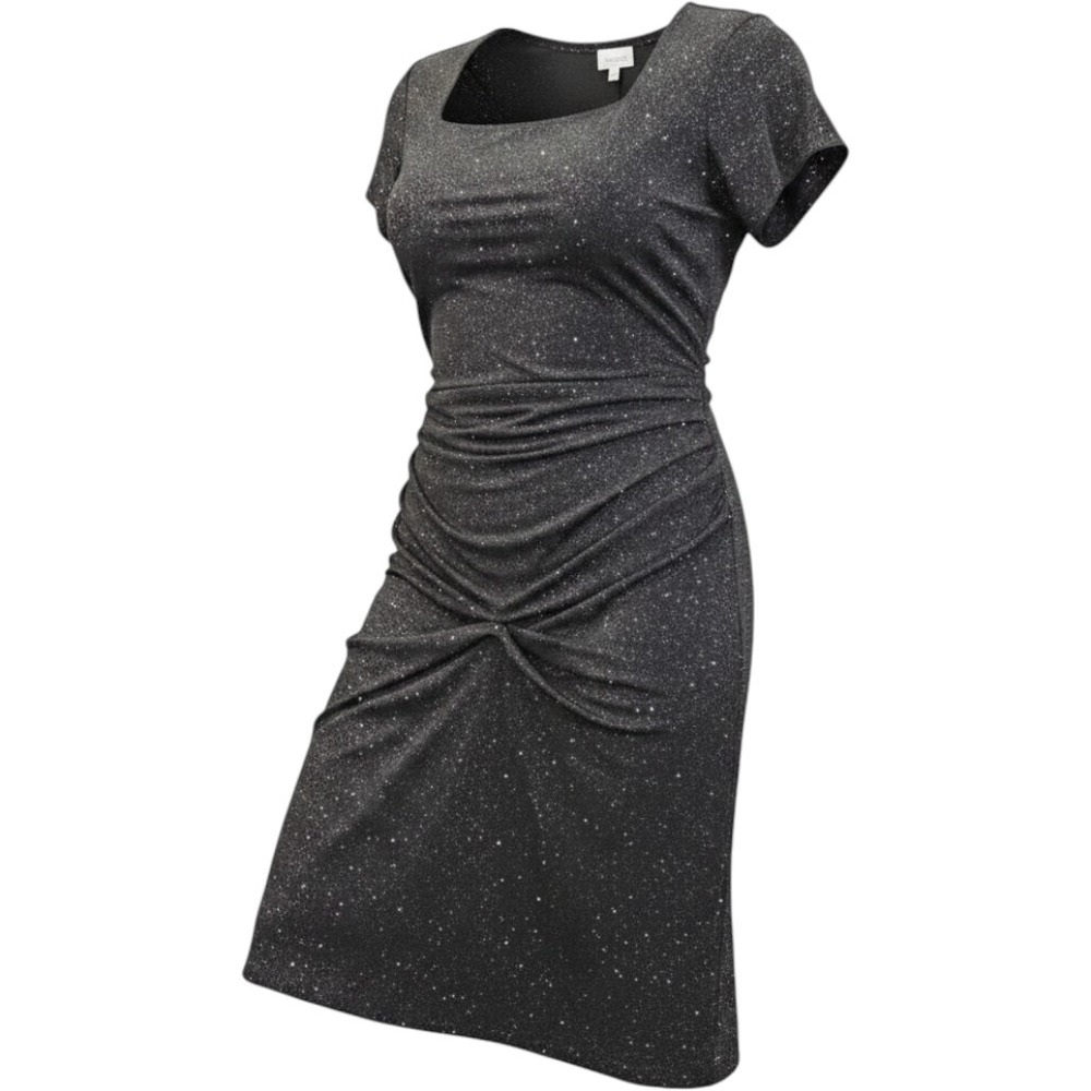 Delta Burke Collection Glitter Maxi Dress Women's Size 4X Black Cap‎ Sleeve EUC